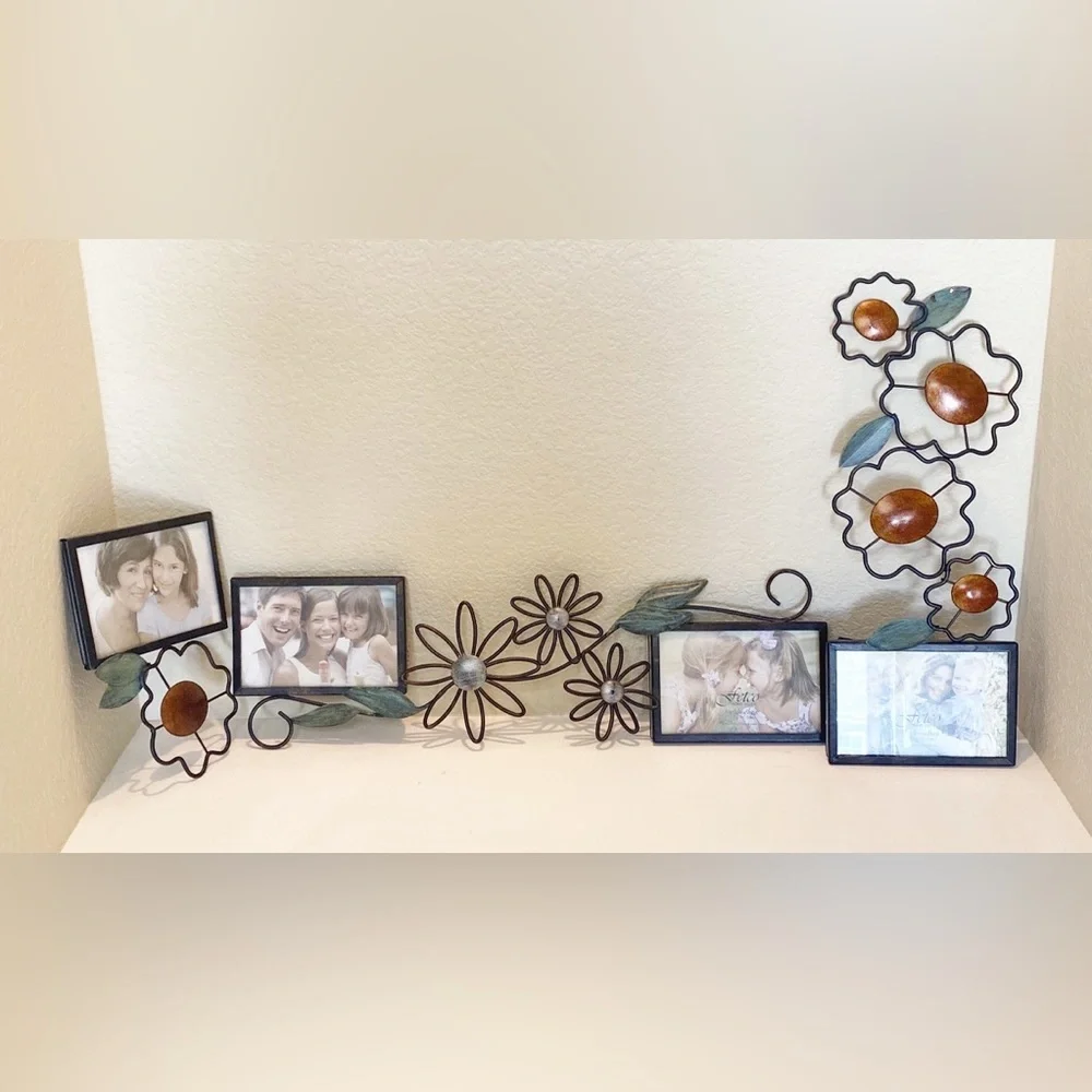 Fetco Jardana Decorative Floral Photo Frame with Orange and Silver Accents.